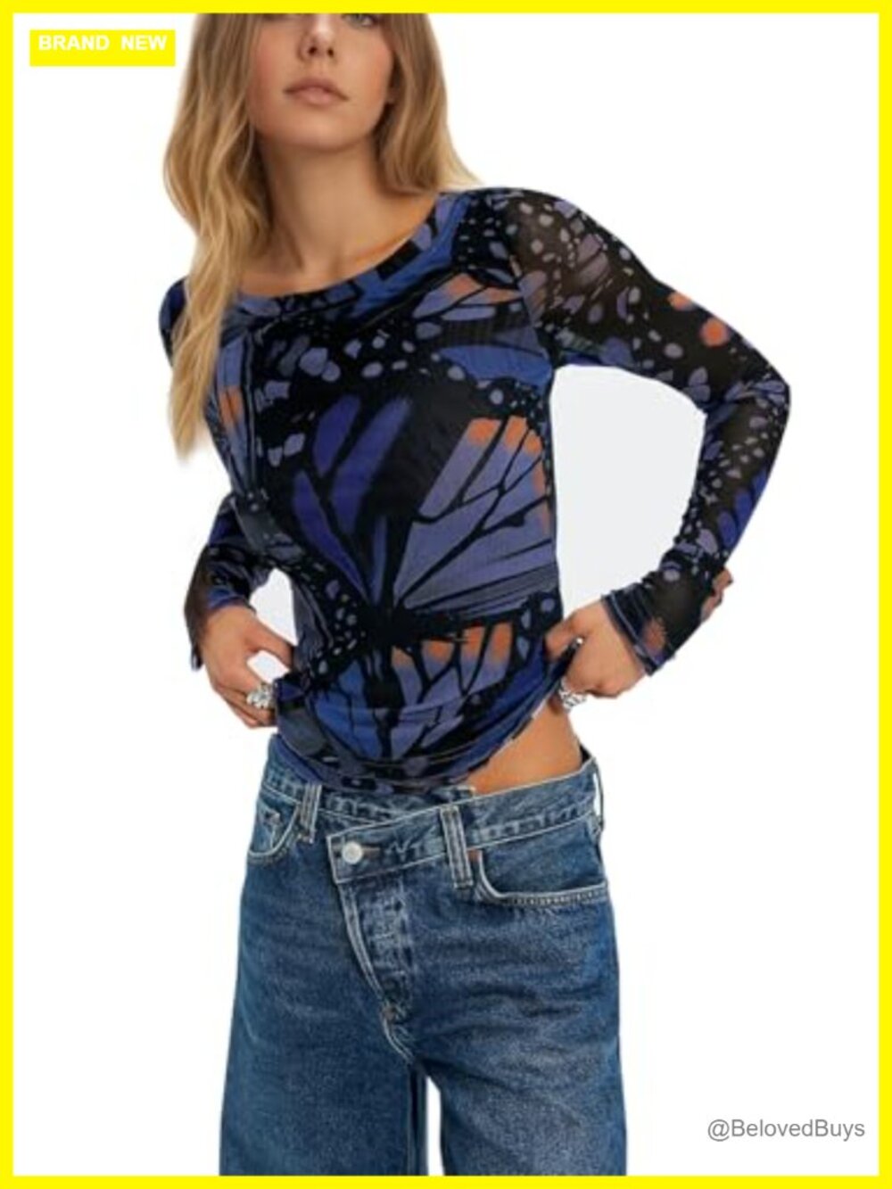 Women Floral Mesh Long Sleeve Slim Fit Tee Y2k Night Out Dressy Top